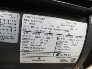 MOTOR, ELECTRIC TYPE, 25 HORSEPOWER, 230/460VAC, 60HZ, 3PH ELEC RATING, 1800 RPM, 284TC FRAME, 63/31.5 AMPS, TEFC ENCLOSURE, 1.25 SERVICE FACTOR, 1-7/8" SHAFT. UNIMOUNT 125, PART # GT-1010620-N03 (W-44) LOADING & HANDLING FEE $15-
